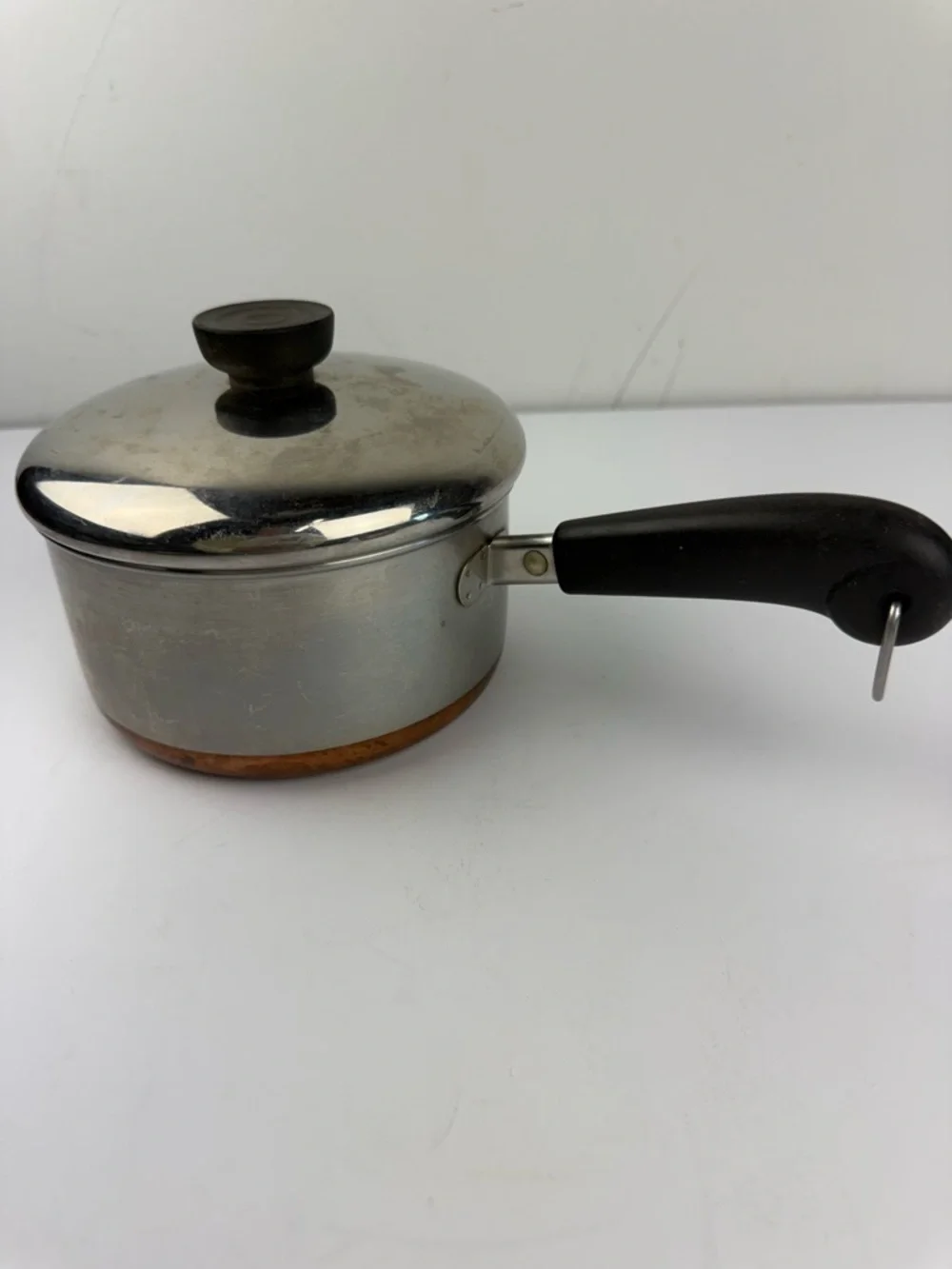 1801 Revere Ware 1 1/2 Qt Copper Bottom Pan Pot w/Lid Clinton IL USA Stainless